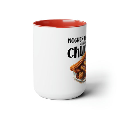 Churros - Taza para café, té o chocolate / Tazas de café bicolor, 15 oz