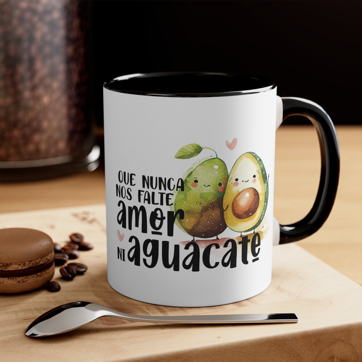 Que no nos falte amor ni aguacate / Taza de café de cerámica / Accent Coffee Mug, 11oz