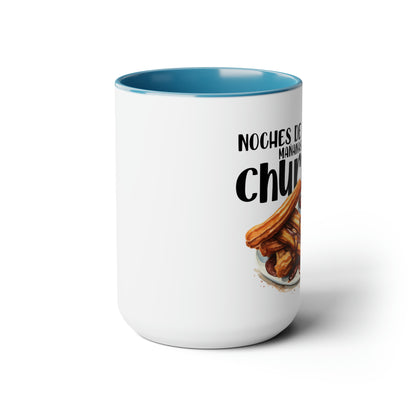 Churros - Taza para café, té o chocolate / Tazas de café bicolor, 15 oz