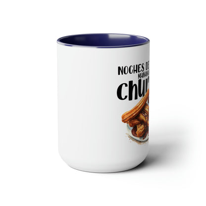 Churros - Taza para café, té o chocolate / Tazas de café bicolor, 15 oz