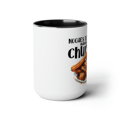 Churros - Taza para café, té o chocolate / Tazas de café bicolor, 15 oz