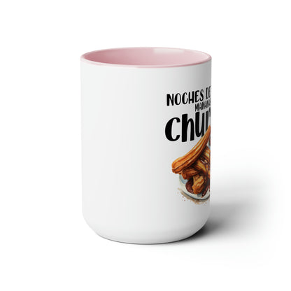 Churros - Taza para café, té o chocolate / Tazas de café bicolor, 15 oz